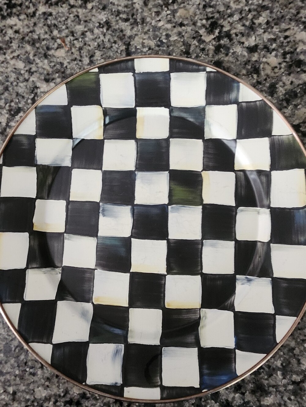 Mackenzie Childs Courtly Check Enamel Charger Plate -12 Inches